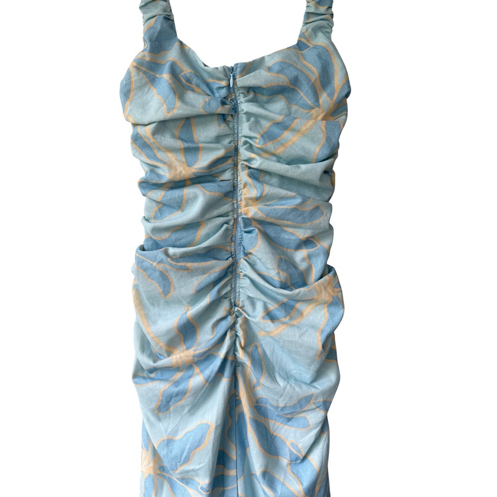PEPPERMAYO Cosmic Love Blue Floral Ruched Maxi Dress, Size 4 - Picture 6 of 10